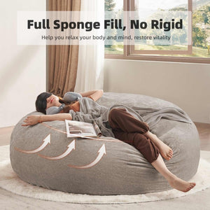 English Elm 6Ft Round Memory Foam Bean Bag Soft Flannel Lounge Chair for Bedroom Living Room W3737P533371