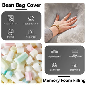 English Elm 6Ft Round Memory Foam Bean Bag Soft Flannel Lounge Chair for Bedroom Living Room W3737P533371