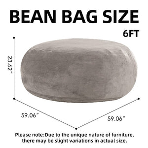 English Elm 6Ft Round Memory Foam Bean Bag Soft Flannel Lounge Chair for Bedroom Living Room W3737P533371