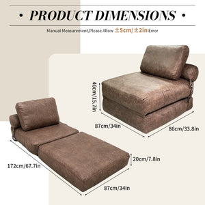 English Elm Lazy Convertible Lounge Chair Sofa Bed in Faux Leather Tech Fabric for Small Spaces W3737P533673