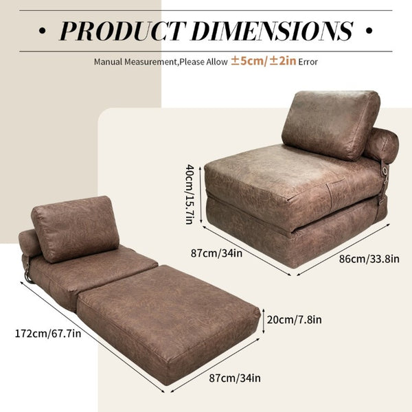 English Elm Lazy Convertible Lounge Chair Sofa Bed in Faux Leather Tech Fabric for Small Spaces W3737P533673