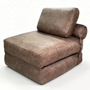 English Elm Lazy Convertible Lounge Chair Sofa Bed in Faux Leather Tech Fabric for Small Spaces W3737P533673