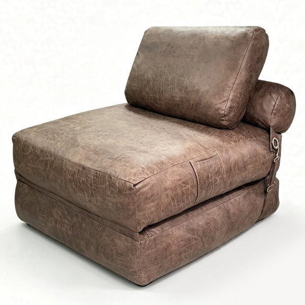English Elm Lazy Convertible Lounge Chair Sofa Bed in Faux Leather Tech Fabric for Small Spaces W3737P533673