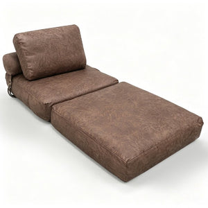 English Elm Lazy Convertible Lounge Chair Sofa Bed in Faux Leather Tech Fabric for Small Spaces W3737P533673