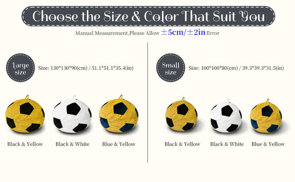 English Elm Small Soccer Ball Bean Bag Flannel Lounge Chair with Memory Foam Fill for Teen Rooms Black+Beige W3737P557641