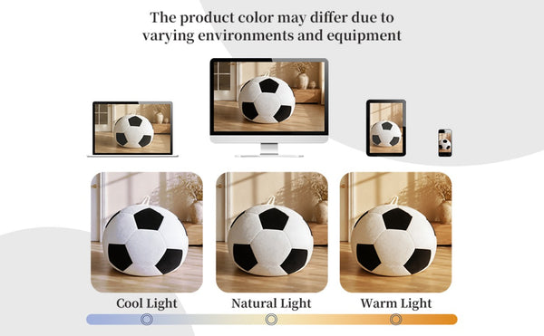English Elm Small Soccer Ball Bean Bag Flannel Lounge Chair with Memory Foam Fill for Teen Rooms Black+Beige W3737P557641