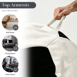 English Elm Small Soccer Ball Bean Bag Flannel Lounge Chair with Memory Foam Fill for Teen Rooms Black+Beige W3737P557641