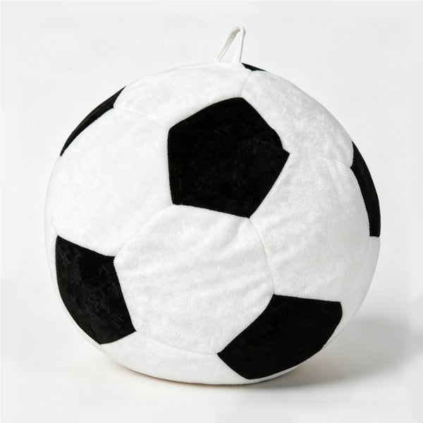 English Elm Small Soccer Ball Bean Bag Flannel Lounge Chair with Memory Foam Fill for Teen Rooms Black+Beige W3737P557641