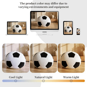 English Elm Small Soccer Ball Bean Bag Flannel Lounge Chair with Memory Foam Fill for Teen Rooms Black+Beige W3737P557641