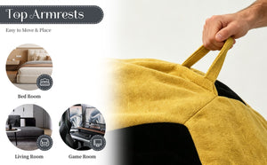 English Elm Small Soccer Ball Bean Bag Flannel Lounge Chair with Memory Foam Fill for Teen Rooms Yellow+Black W3737P557642