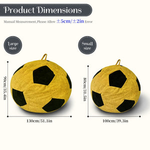 English Elm Small Soccer Ball Bean Bag Flannel Lounge Chair with Memory Foam Fill for Teen Rooms Yellow+Black W3737P557642