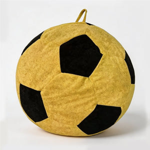English Elm Small Soccer Ball Bean Bag Flannel Lounge Chair with Memory Foam Fill for Teen Rooms Yellow+Black W3737P557642