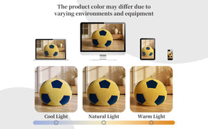 English Elm Small Soccer Ball Bean Bag Flannel Lounge Chair with Memory Foam Fill for Teen Rooms Blue+Yellow W3737P557643