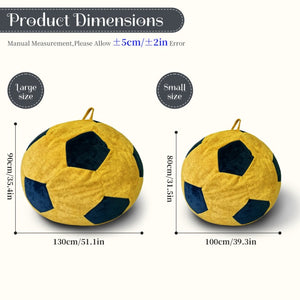 English Elm Small Soccer Ball Bean Bag Flannel Lounge Chair with Memory Foam Fill for Teen Rooms Blue+Yellow W3737P557643