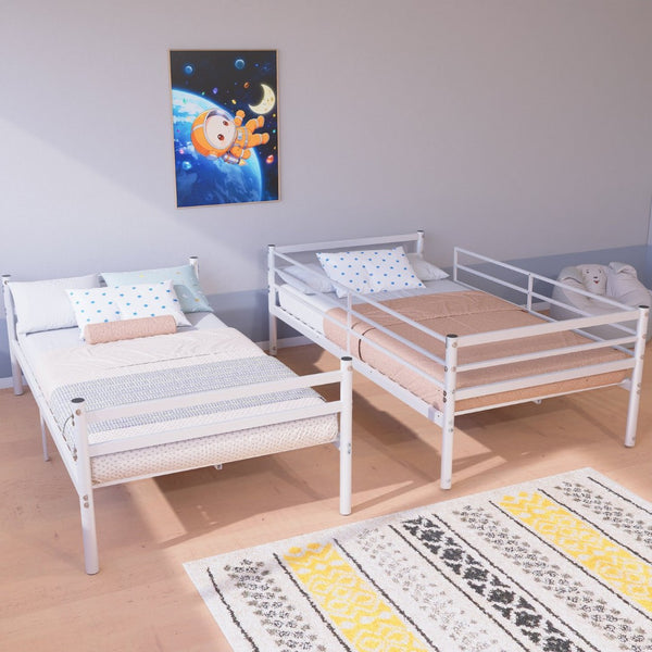 English Elm Metal Twin Over Bunk Bed Powder Coated Steel Frame for Kids and Dorm Rooms W3752P464092