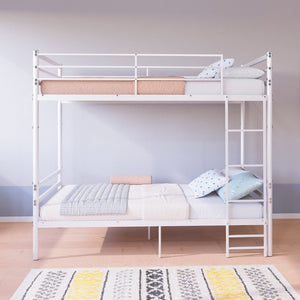 English Elm Metal Twin Over Bunk Bed Powder Coated Steel Frame for Kids and Dorm Rooms W3752P464092