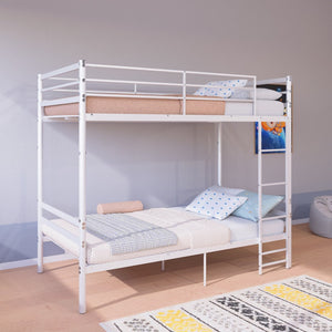 English Elm Metal Twin Over Bunk Bed Powder Coated Steel Frame for Kids and Dorm Rooms W3752P464092