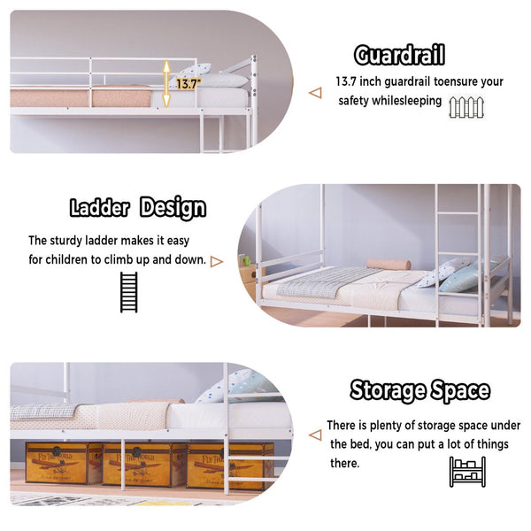 English Elm Metal Twin Over Bunk Bed Powder Coated Steel Frame for Kids and Dorm Rooms W3752P464092