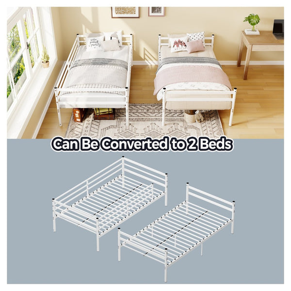 English Elm Metal Twin Over Bunk Bed Sturdy Steel Frame for Kids Dorms and Guest Rooms W3752P464164