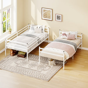 English Elm Bunk Beds Twin Over Metal Frame with Guardrails and Slats for Teens or Adults W3752P464300