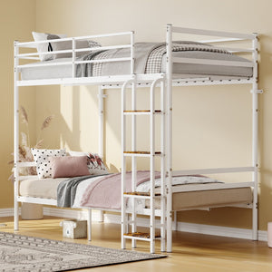 English Elm Bunk Beds Twin Over Metal Frame with Guardrails and Slats for Teens or Adults W3752P464300