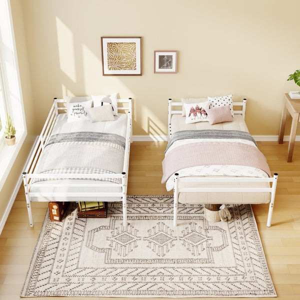 English Elm Bunk Beds Twin Over Metal Frame with Guardrails and Slats for Teens or Adults W3752P464300