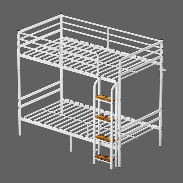 English Elm Bunk Beds Twin Over Metal Frame with Guardrails and Slats for Teens or Adults W3752P464300