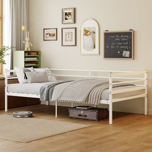 English Elm Metal Bunk Bed Powder Coated Steel Frame Twin Sleeper for Kids Teens and Adults White - B W3752P464557