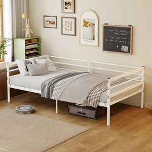 English Elm Metal Bunk Bed Powder Coated Steel Frame Twin Sleeper for Kids Teens and Adults White - B W3752P464557