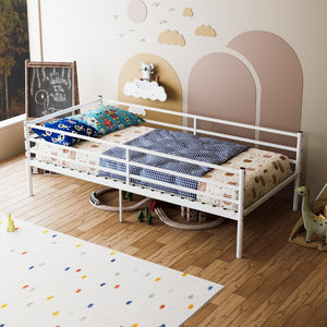 English Elm Metal Bunk Bed Powder Coated Steel Frame Twin Sleeper for Kids Teens and Adults White - A W3752P464562
