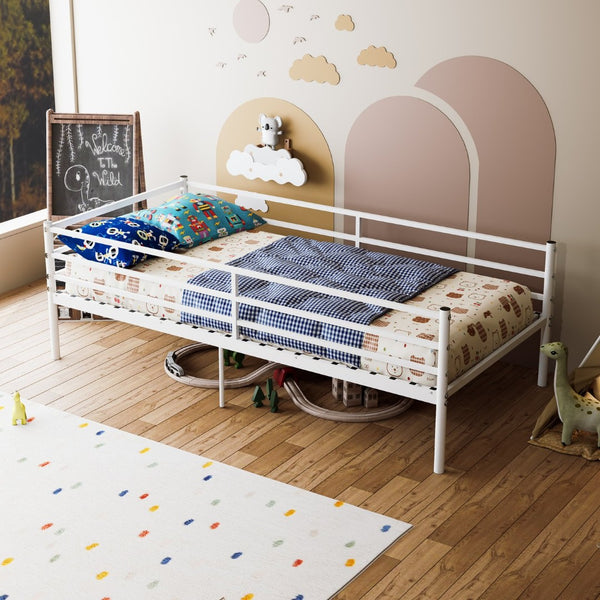 English Elm Metal Bunk Bed Powder Coated Steel Frame Twin Sleeper for Kids Teens and Adults White - A W3752P464562