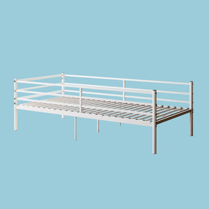 English Elm Metal Bunk Bed Powder Coated Steel Frame Twin Sleeper for Kids Teens and Adults White - A W3752P464562