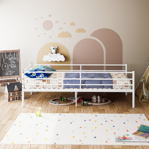 English Elm Metal Bunk Bed Powder Coated Steel Frame Twin Sleeper for Kids Teens and Adults White - A W3752P464562