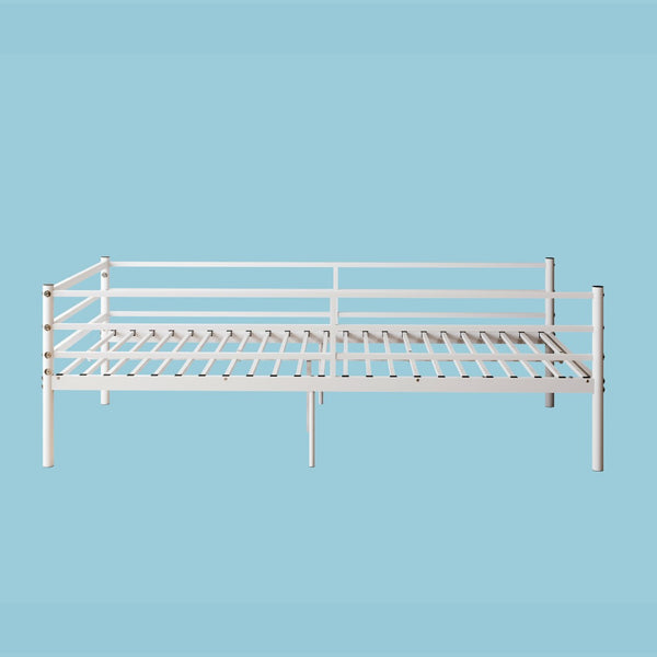 English Elm Metal Bunk Bed Powder Coated Steel Frame Twin Sleeper for Kids Teens and Adults White - A W3752P464562