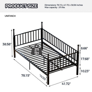 English Elm Metal Twin Over Bunk Bed Powder Coated Frame for Dormitory or Shared Room Black W3752P464702