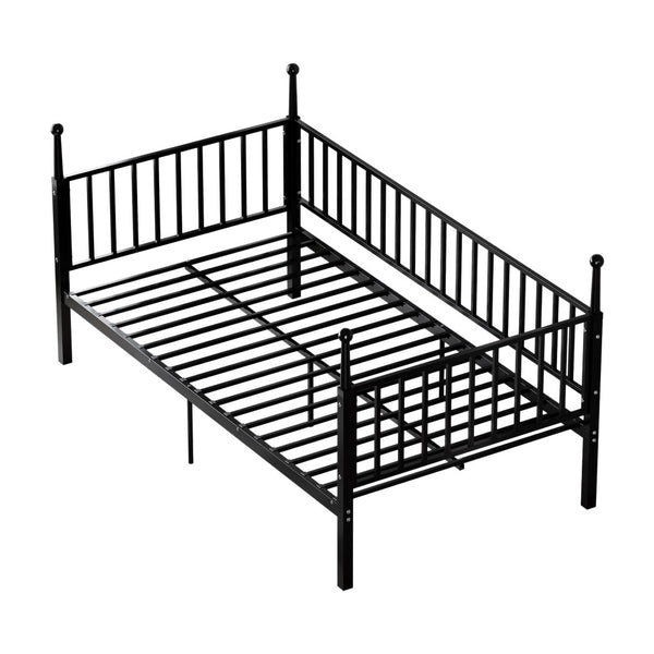 English Elm Metal Twin Over Bunk Bed Powder Coated Frame for Dormitory or Shared Room Black W3752P464702