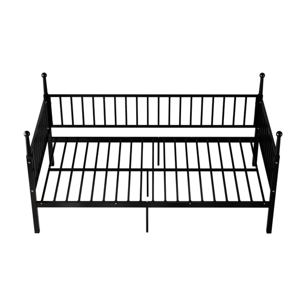 English Elm Metal Twin Over Bunk Bed Powder Coated Frame for Dormitory or Shared Room Black W3752P464702