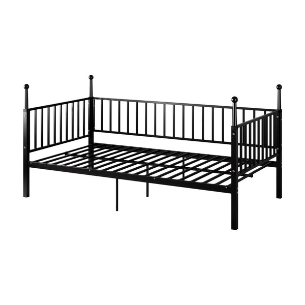 English Elm Metal Twin Over Bunk Bed Powder Coated Frame for Dormitory or Shared Room Black W3752P464702