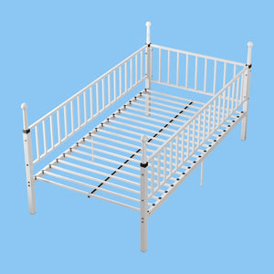 English Elm Metal Twin Over Bunk Bed Powder Coated Frame for Dormitory or Shared Room White W3752P464704