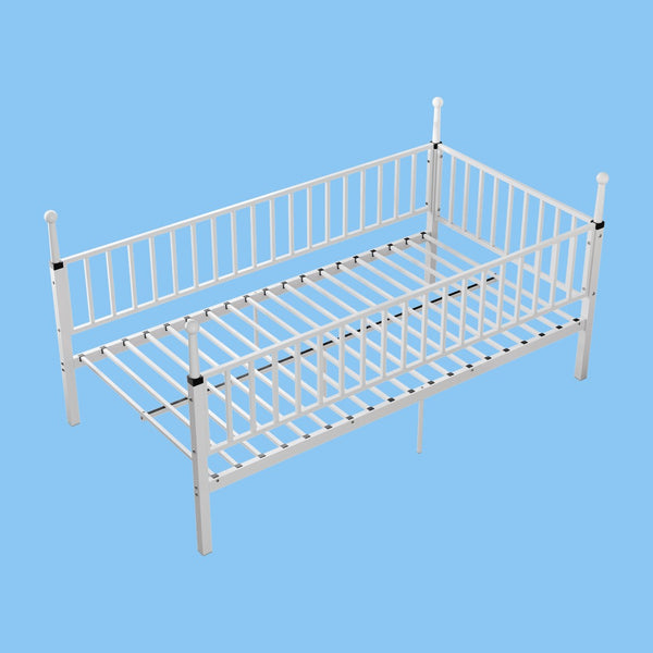English Elm Metal Twin Over Bunk Bed Powder Coated Frame for Dormitory or Shared Room White W3752P464704