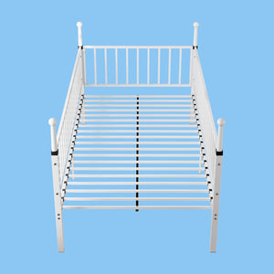 English Elm Metal Twin Over Bunk Bed Powder Coated Frame for Dormitory or Shared Room White W3752P464704