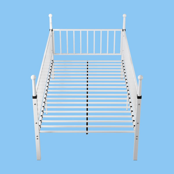 English Elm Metal Twin Over Bunk Bed Powder Coated Frame for Dormitory or Shared Room White W3752P464704