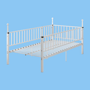 English Elm Metal Twin Over Bunk Bed Powder Coated Frame for Dormitory or Shared Room White W3752P464704
