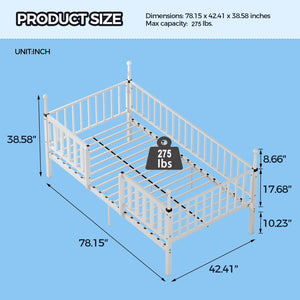 English Elm Metal Twin Over Bunk Bed Powder Coated Frame for Dormitory or Shared Room W3752P466705