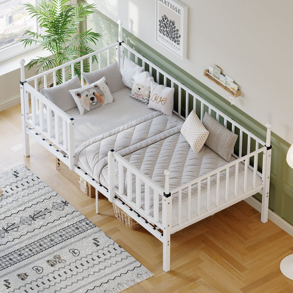 English Elm Metal Twin Over Bunk Bed Powder Coated Frame for Dormitory or Shared Room W3752P466705
