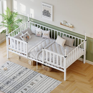English Elm Metal Twin Over Bunk Bed Powder Coated Frame for Dormitory or Shared Room W3752P466705