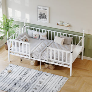 English Elm Metal Twin Over Bunk Bed Powder Coated Frame for Dormitory or Shared Room W3752P466705