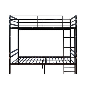 English Elm Bunk Beds Twin Over Iron Frame with Guardrail Ladder Matte Black Teen Guest Room W3752P499391