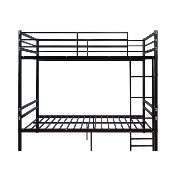 English Elm Bunk Beds Twin Over Iron Frame with Guardrail Ladder Matte Black Teen Guest Room W3752P499391
