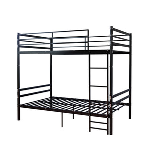 English Elm Bunk Beds Twin Over Iron Frame with Guardrail Ladder Matte Black Teen Guest Room W3752P499391
